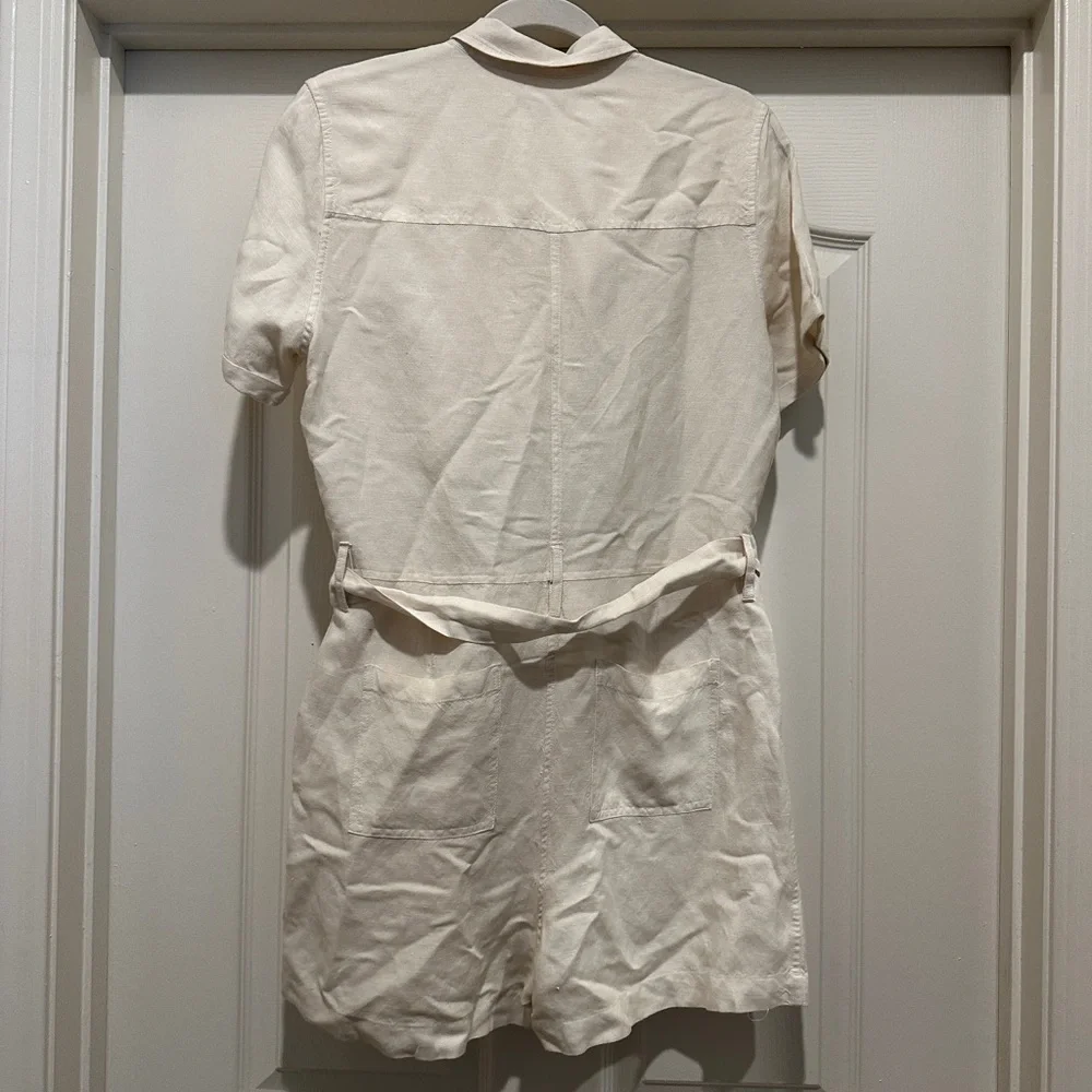 Rails Georgie Tie Waist Linen Romper in Stone - Picture 12 of 13